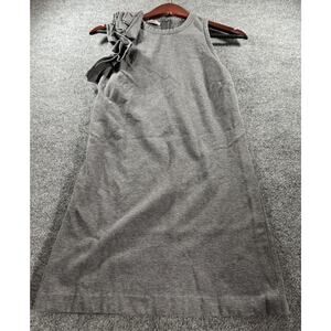 Brunello Cucinelli Gray Cotton Jersey Sleeveless Ruffle Shoulder Mini Dress Sz M